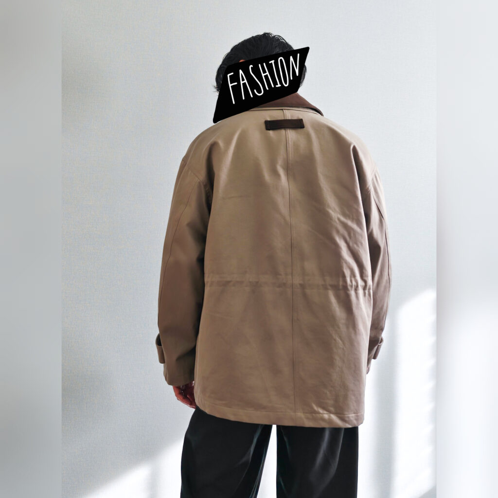 Cirnier(コルニエ)レザーカラーブルゾンのコーデ、背面から