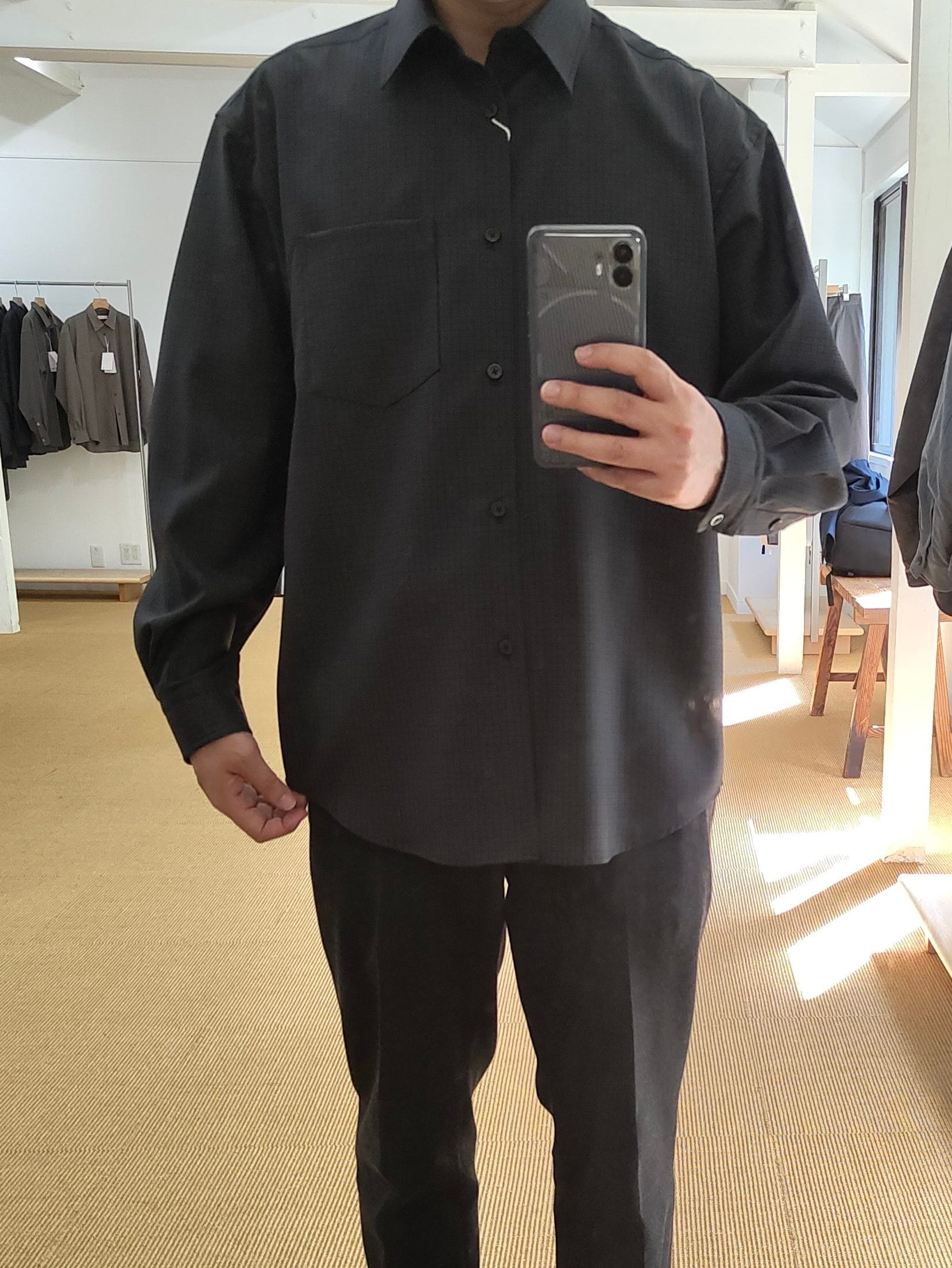 cornierのSuper160's WOOL/SILK CHECK SHIRTS着用写真