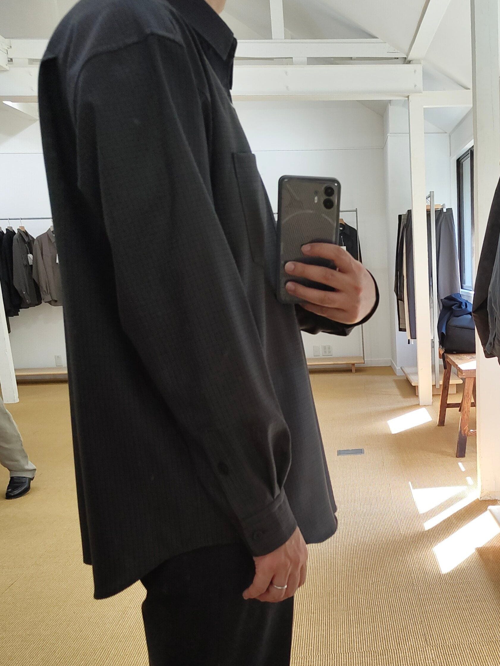 cornierのSuper160's WOOL/SILK CHECK SHIRTS着用写真