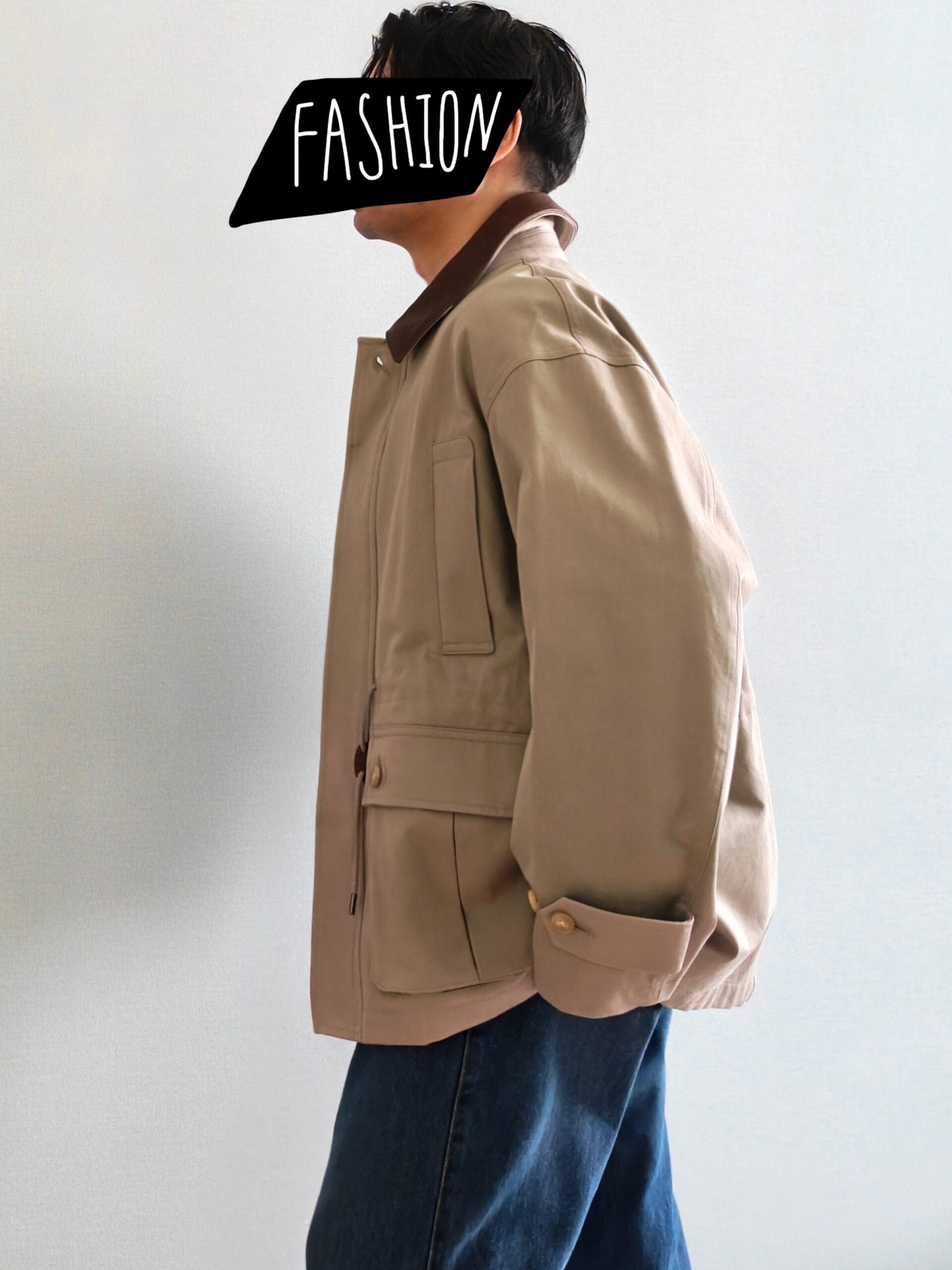 Cirnier(コルニエ)レザーカラーブルゾンのコーデ横から