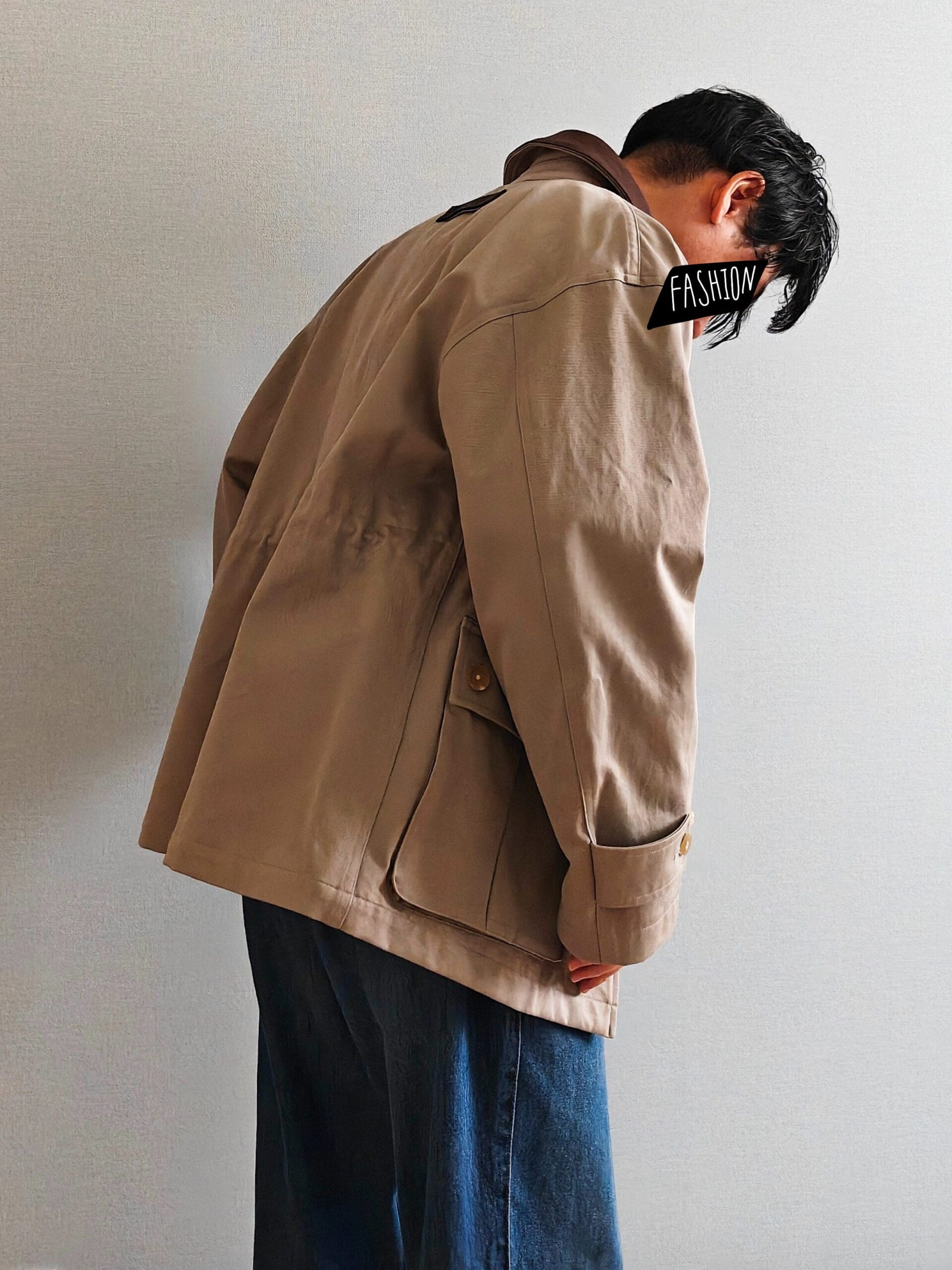 Cirnier(コルニエ)レザーカラーブルゾンのコーデ斜め後ろから