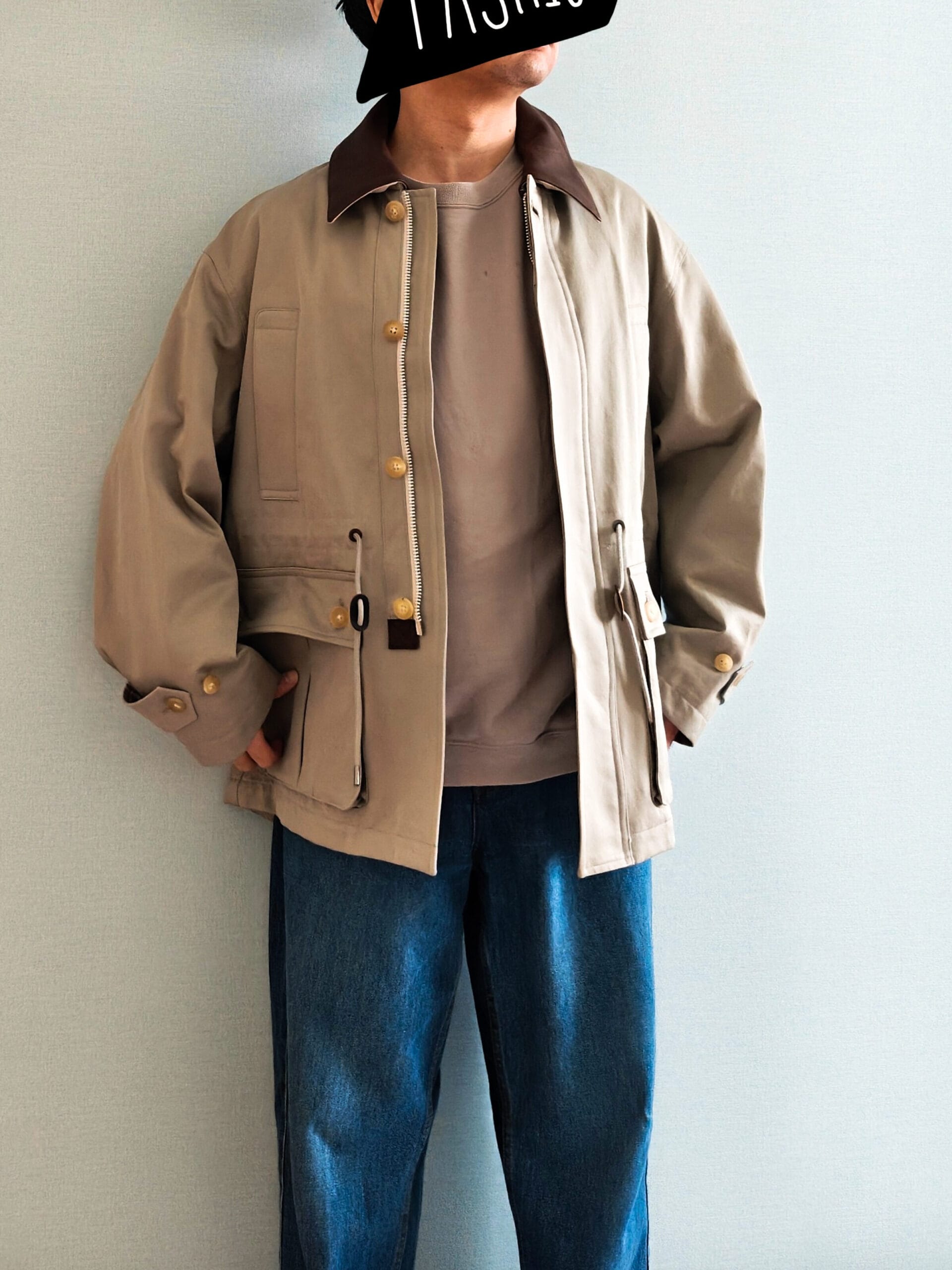 Cirnier(コルニエ)レザーカラーブルゾンのコーデ正面