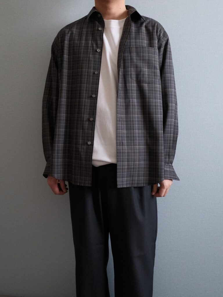 Cornier(コルニエ) 26SS Super180's ウールチェックシャツ 着用画像