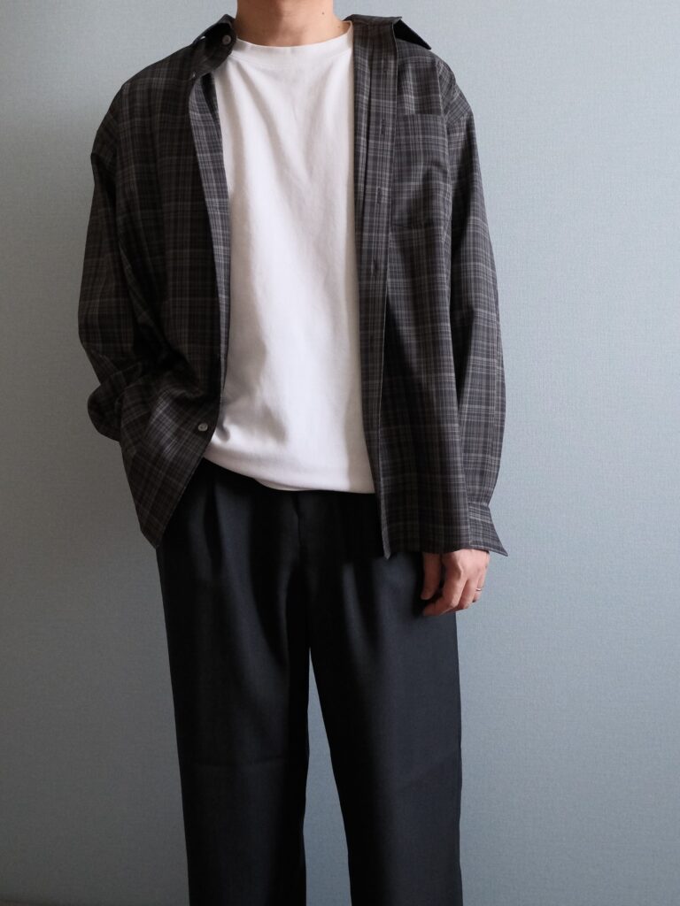 Cornier(コルニエ) 26SS Super180's ウールチェックシャツ 着用画像