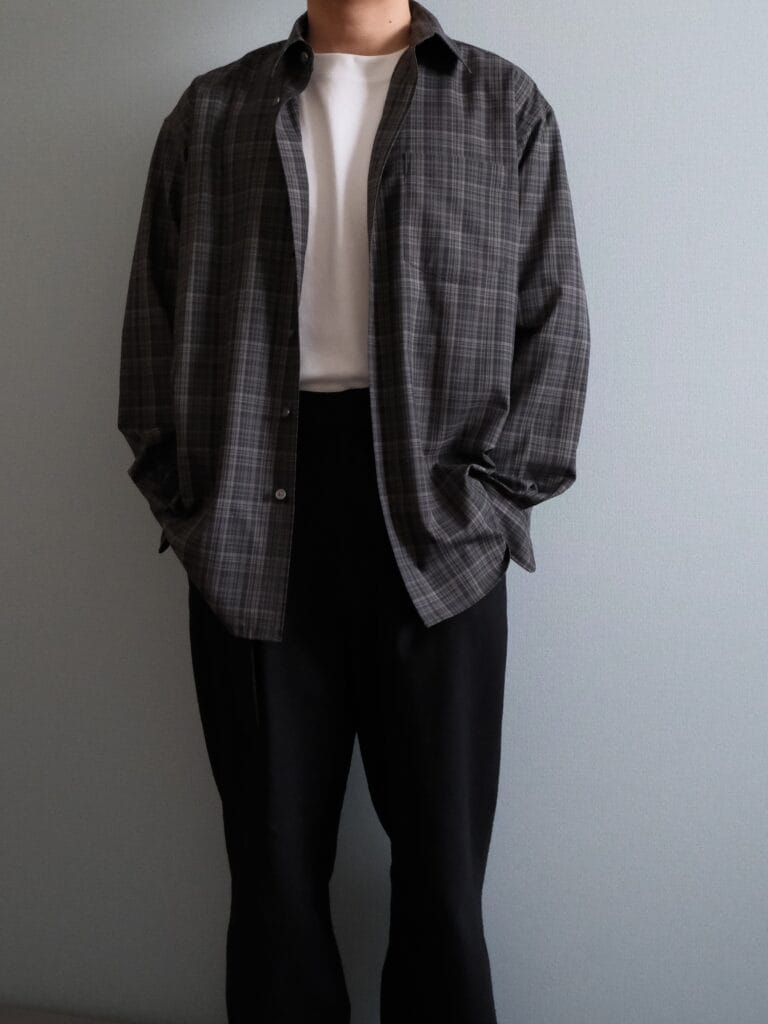 Cornier(コルニエ) 26SS Super180's ウールチェックシャツ 着用画像